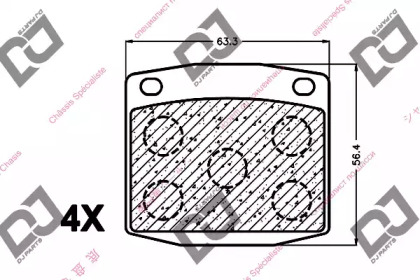 Комплект тормозных колодок, дисковый тормоз DJ PARTS BP1443